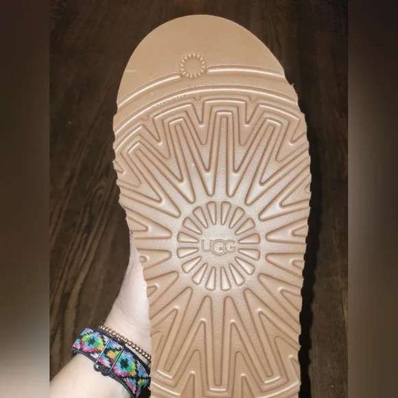 UGG Tazz Braid platform slippers Curly Brown Fuzzy Mules Clogs Womens Sz 12 Nwob